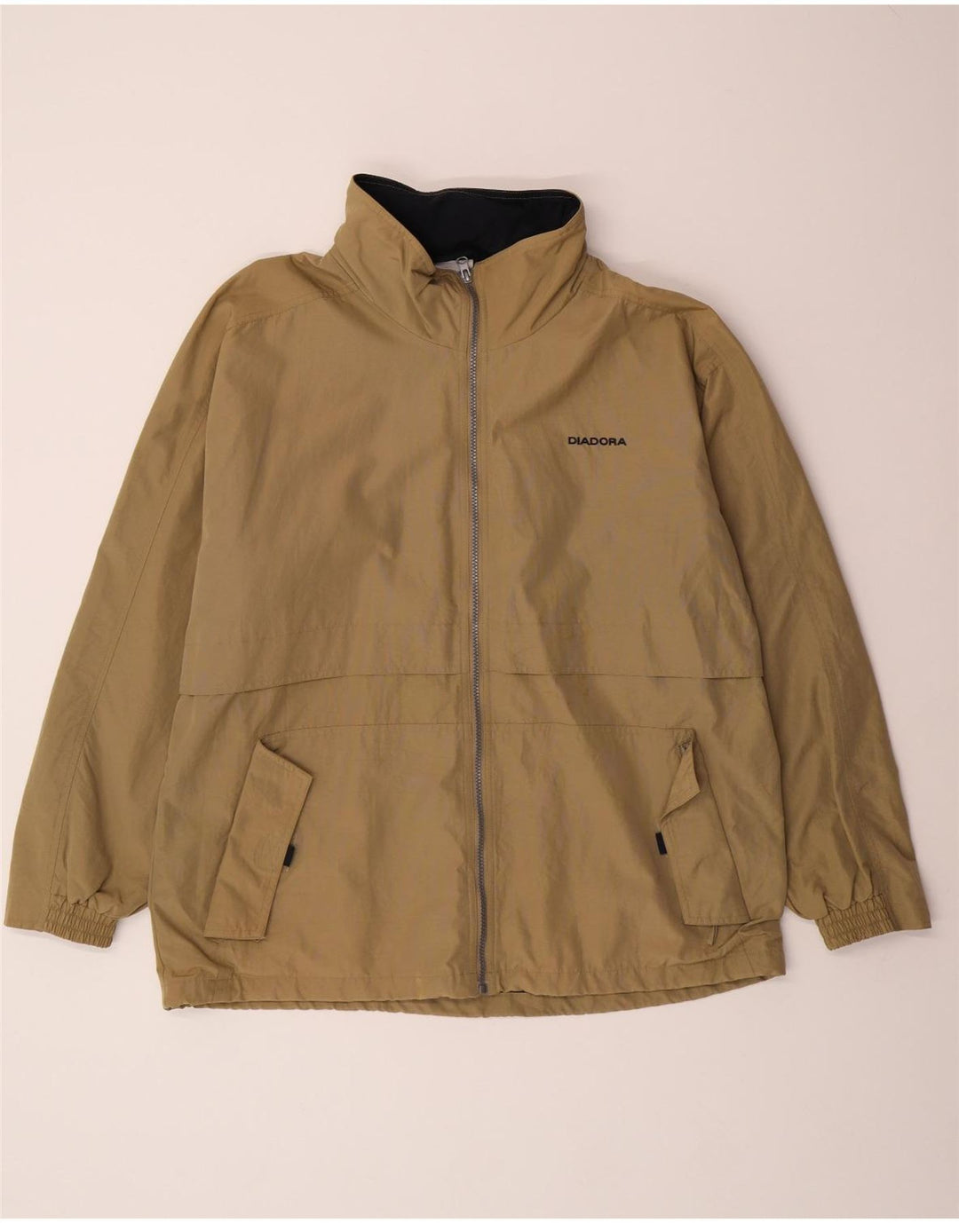 DIADORA Mens Hooded Rain Jacket UK 38 Medium Beige Polyamide