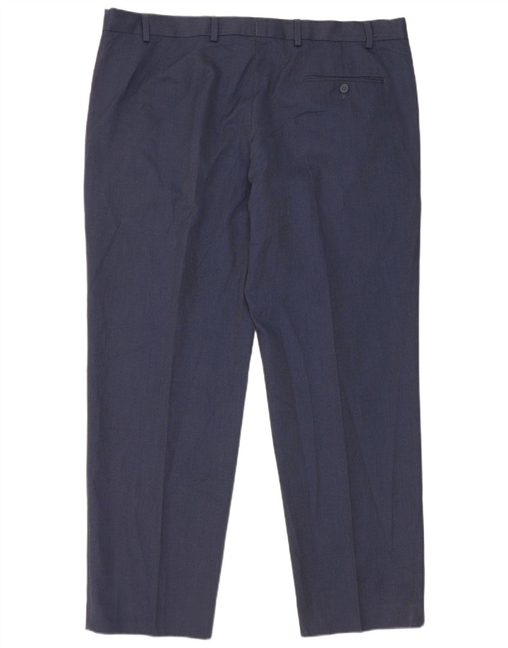 Marks & Spencer Pantalón de traje de corte regular para hombre W40 L29 Poliéster azul marino