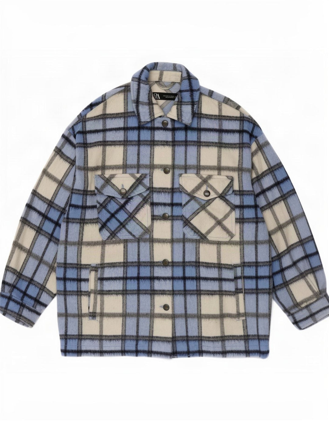 Chaqueta estilo shacket extragrande de Zara para mujer UK 10 Small Blue Plaid