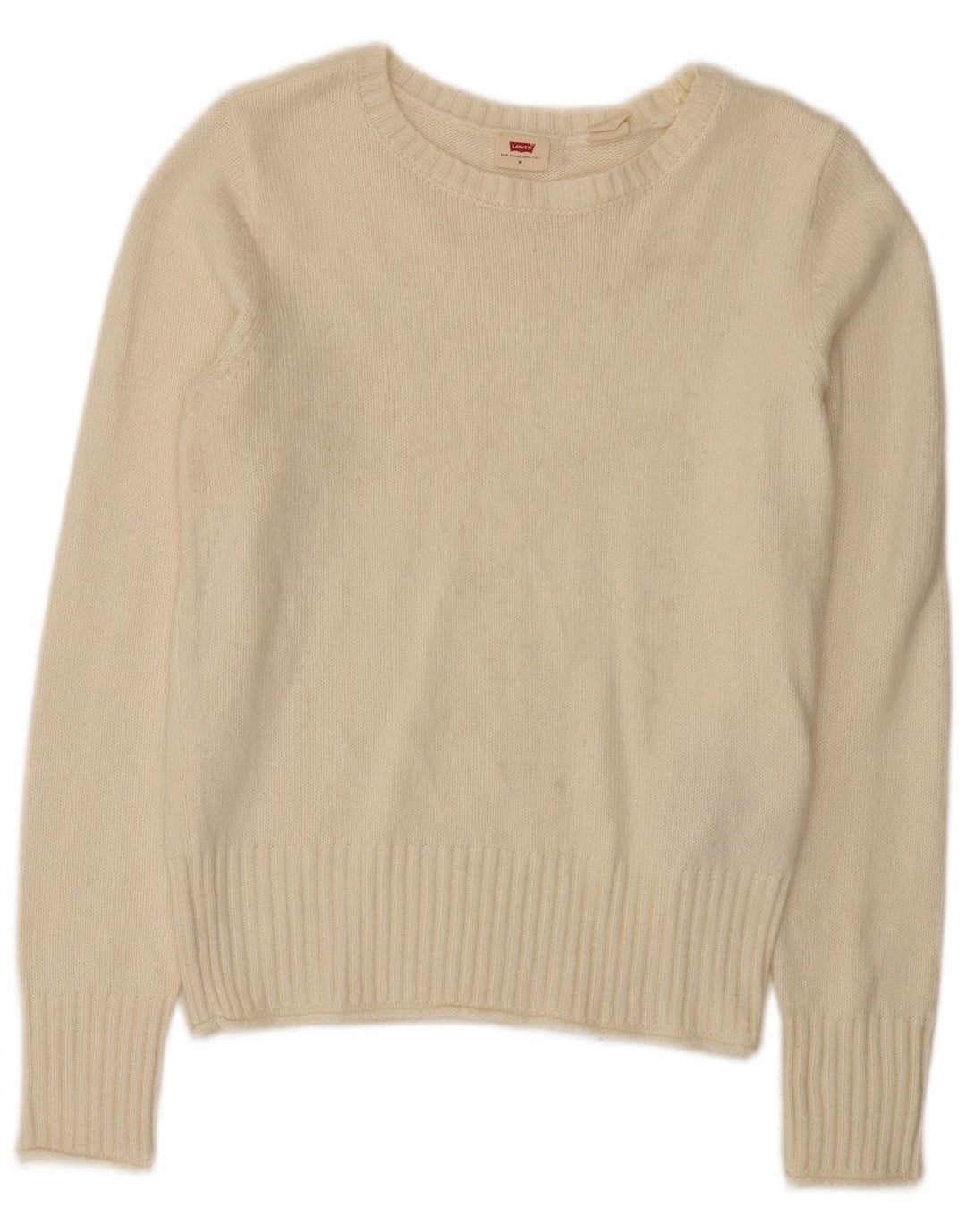 Levi's Suéter tipo jersey con cuello barco para mujer UK 12 Medium Off White Poliamida
