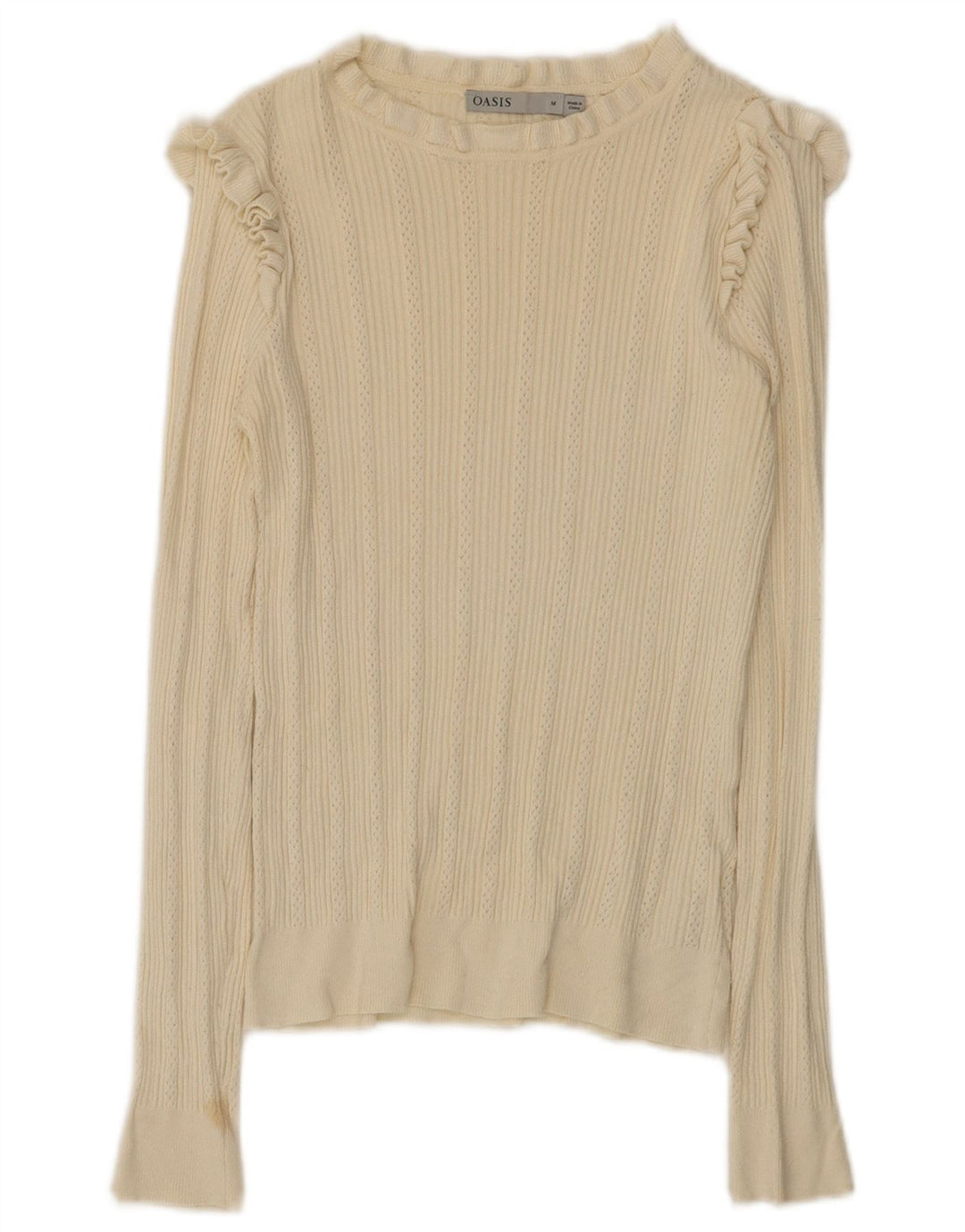 Oasis Mujer Top Manga Larga UK 40 Medio Off White Viscosa