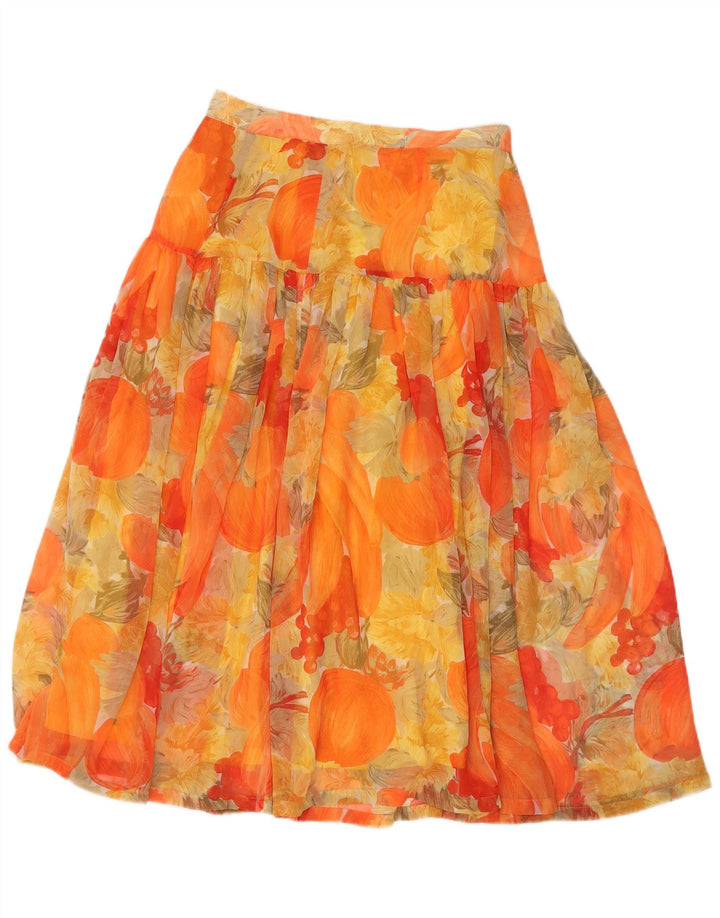 Vintage mujer A-Line falda W30 medio naranja floral