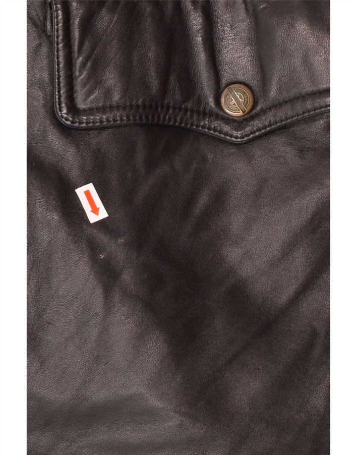 VINTAGE Chaqueta de cuero para hombre IT 54 2XL Cuero negro