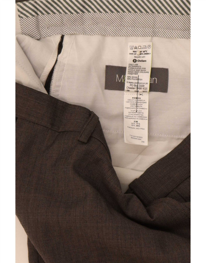 Marks & Spencer Pantalón de traje recto para hombre W36 L31 Lana marrón