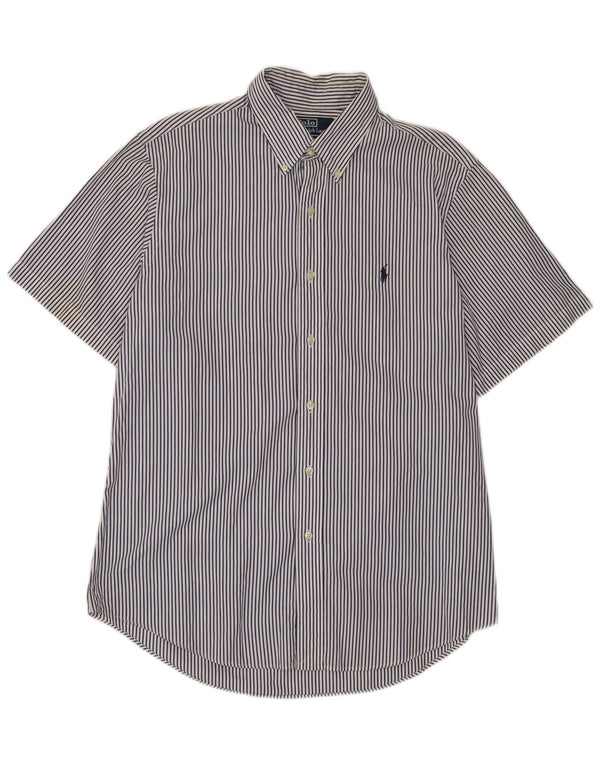 Polo Ralph Lauren Camisa de manga corta para hombre Talla 42 16 1/2 Grande Azul Rayas