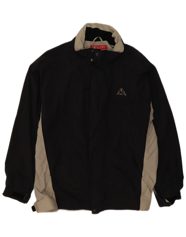 KAPPA Chaqueta cortavientos para hombre UK 40 Large Poliamida negra con bloques de color