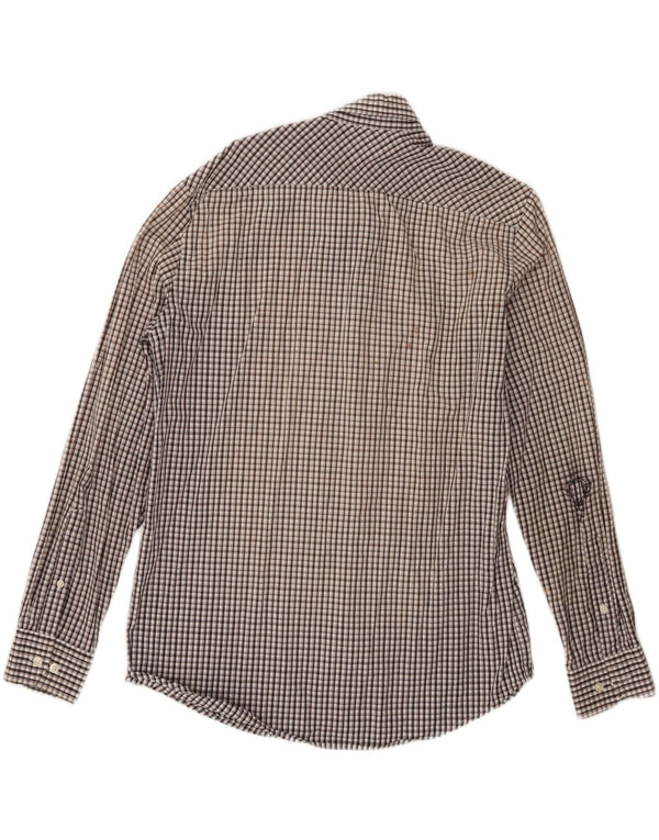 Camisa Carrera Regular Fit para hombre de algodón a cuadros negros grandes