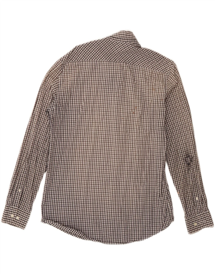 Camisa Carrera Regular Fit para hombre de algodón a cuadros negros grandes