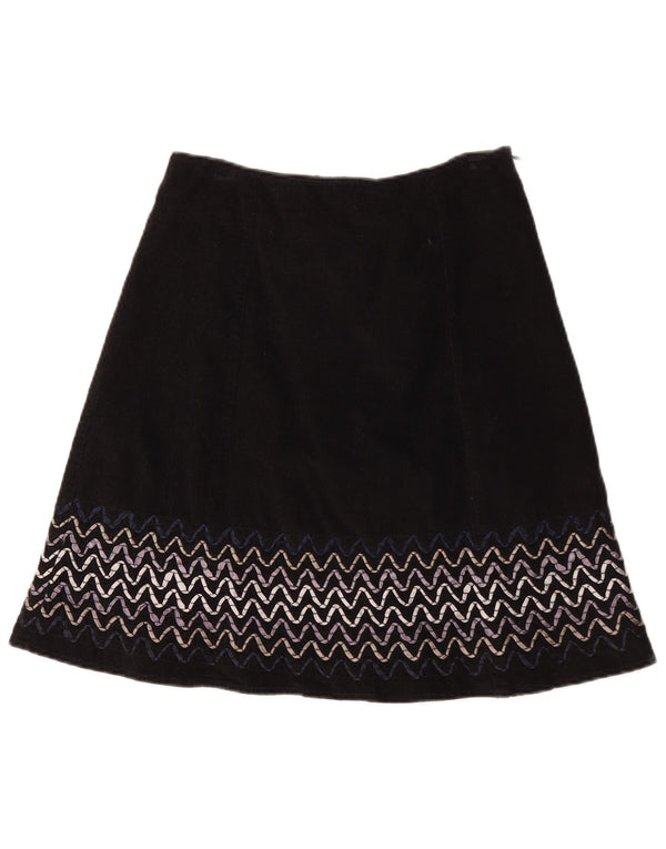 Boden Womens Corduroy Skirt UK 10 Small W28 Black Chevron