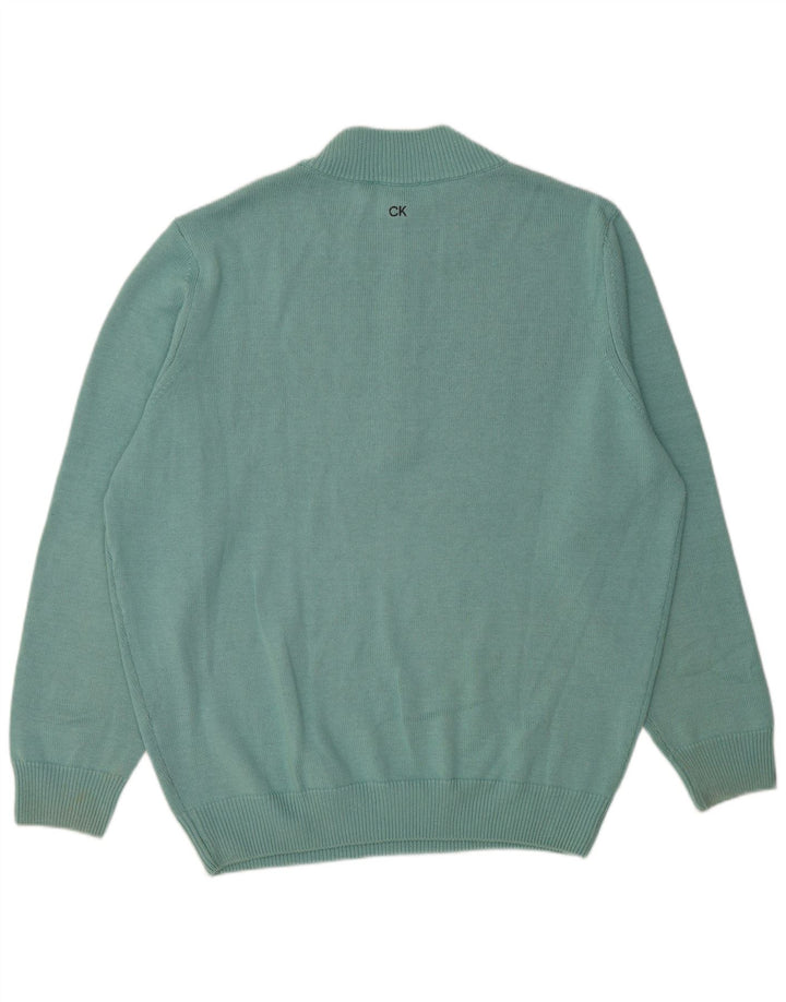 Calvin Klein Suéter tipo jersey con cremallera y cuello para hombre 2XL Algodón azul