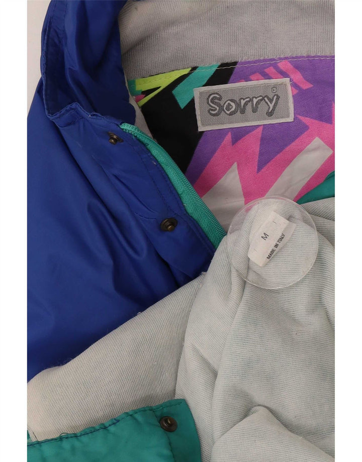Sorry Chaqueta de chándal con capucha para hombre, color azul medio, poliamida con bloques de color
