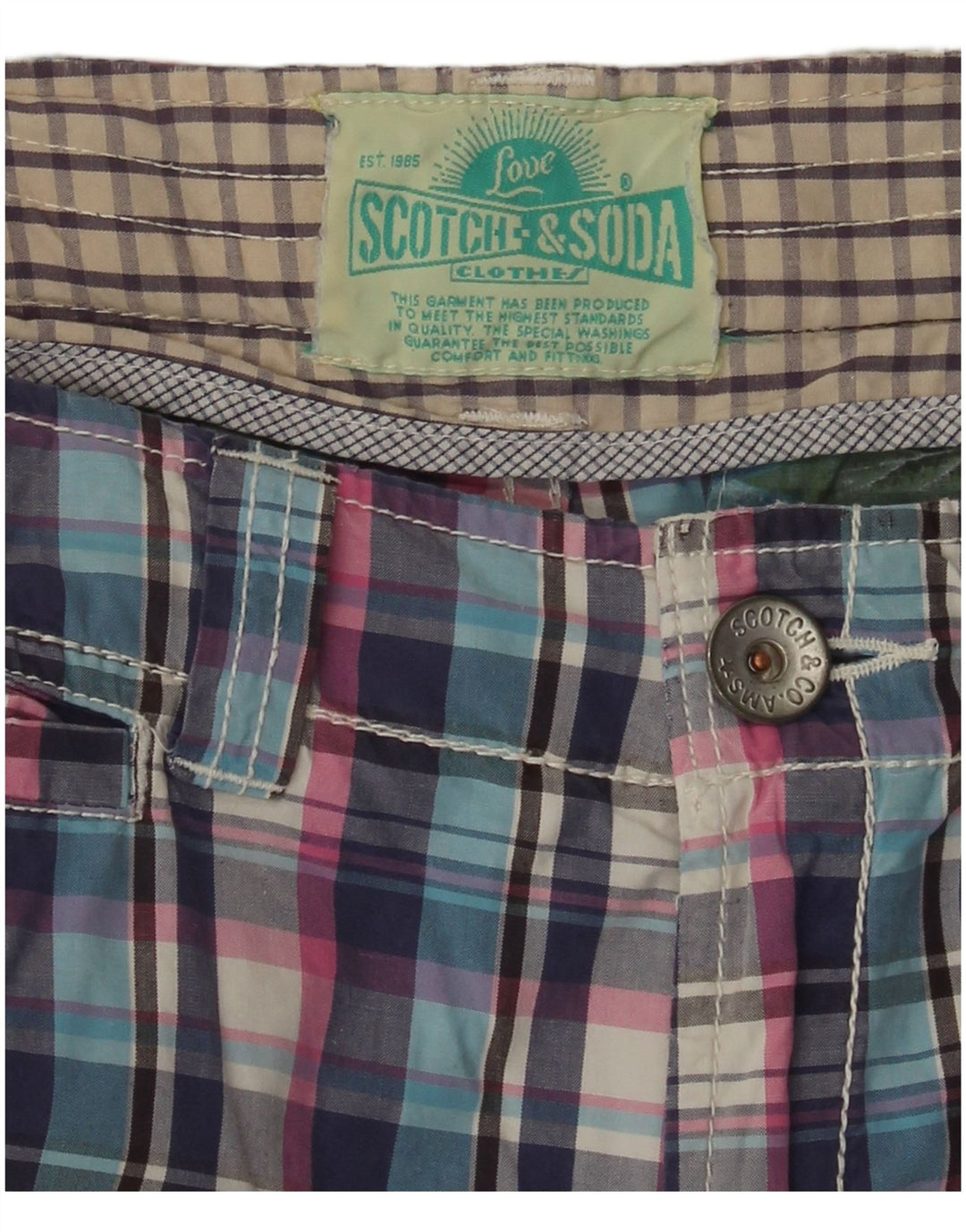 Scotch & Soda Shorts cargo para niños 15-16 años W30 Algodón a cuadros multicolor