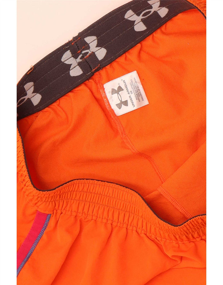 Under Armour Pantalones cortos deportivos para mujer UK 8 Small Naranja Poliéster a rayas