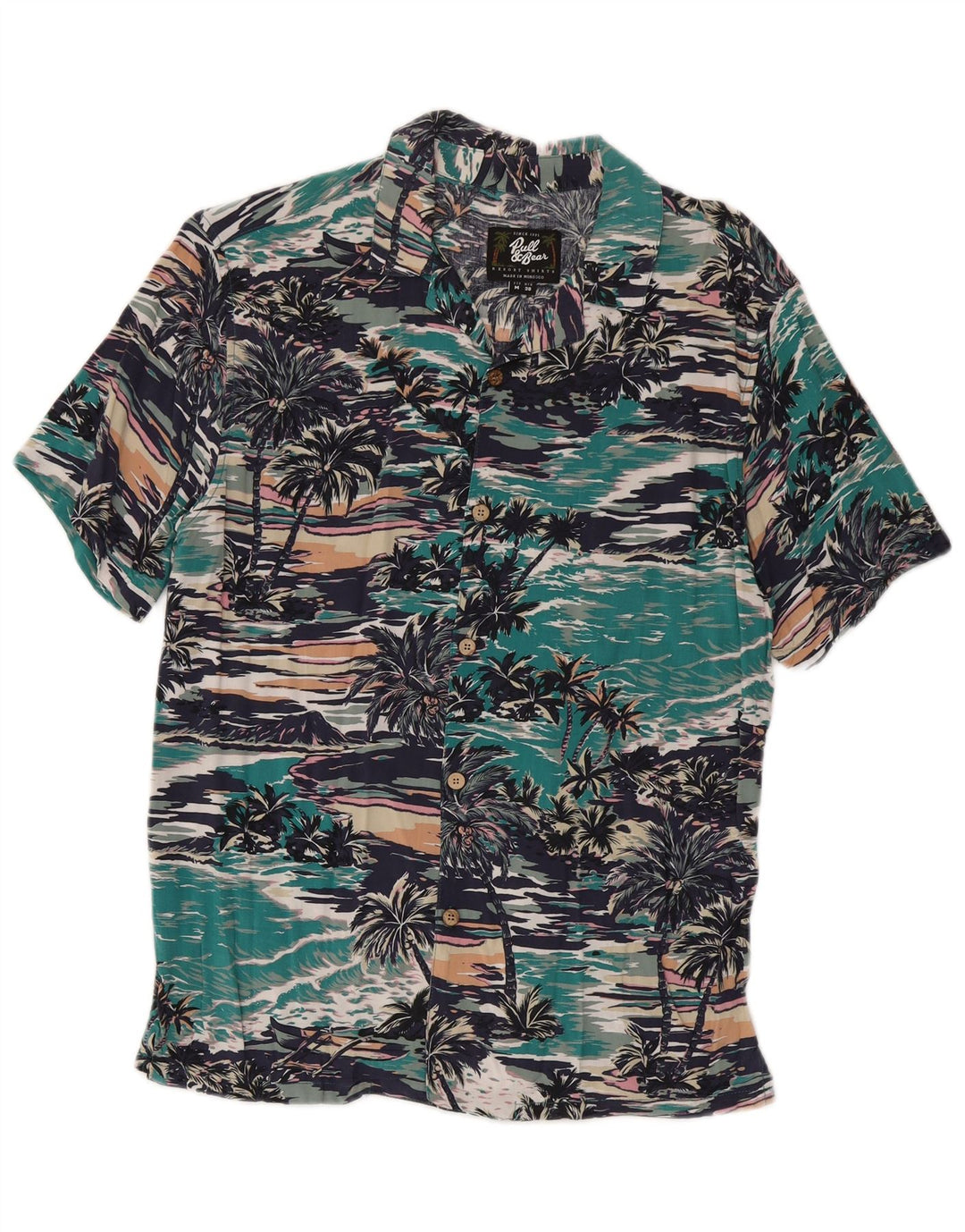 Pull & Bear Camisa hawaiana de manga corta para hombre Viscosa mediana multicolor