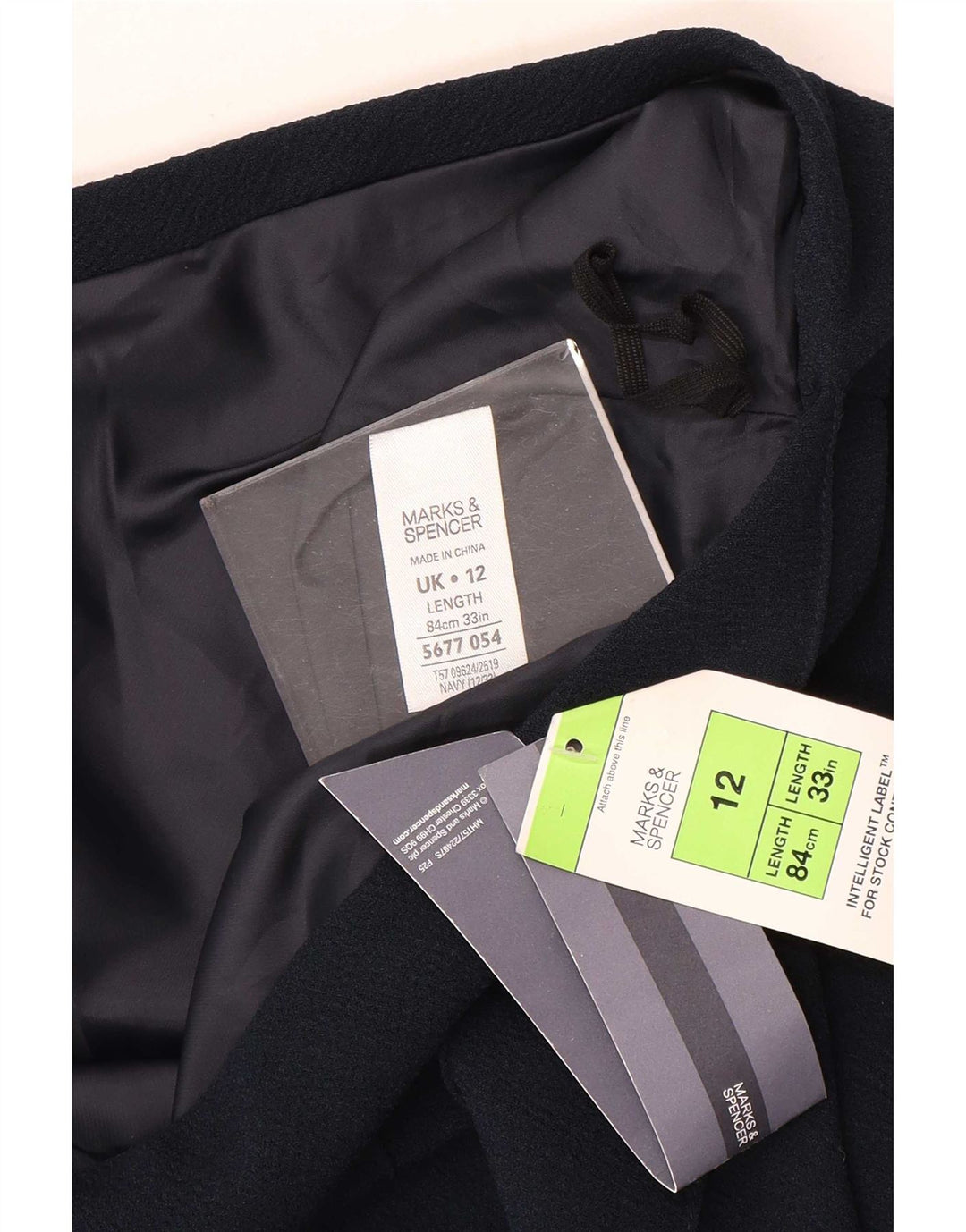 Marks & Spencer Falda midi para mujer UK 12 Medium W33 Poliéster azul marino