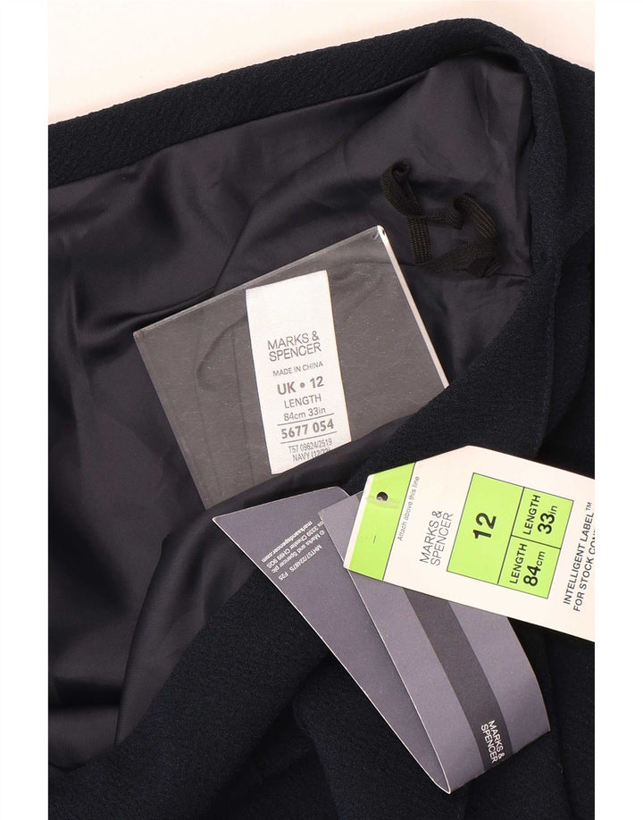 Marks & Spencer Falda midi para mujer UK 12 Medium W33 Poliéster azul marino