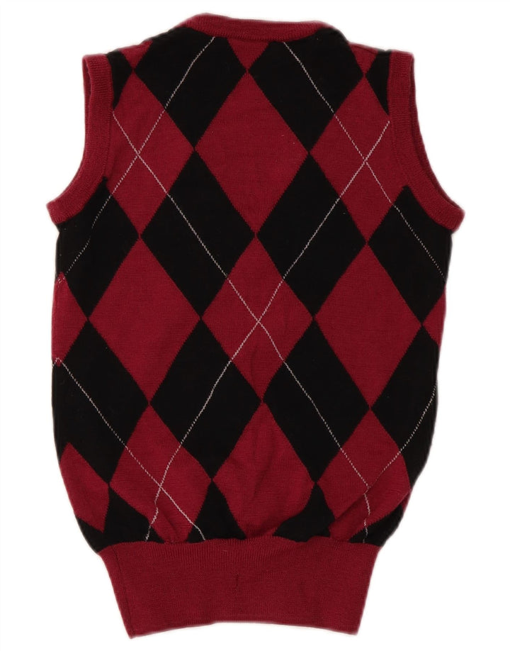 Fred Perry Camiseta sin mangas para mujer UK 8 Small Red Argyle/Diamond Wool