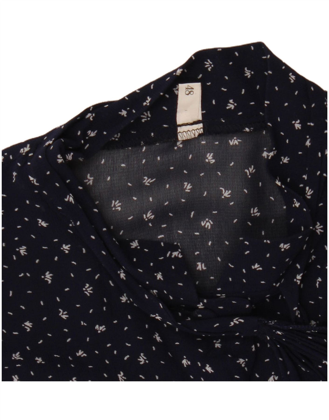 Vintage mujer ver a través de camisa blusa IT 48 XL azul marino manchado