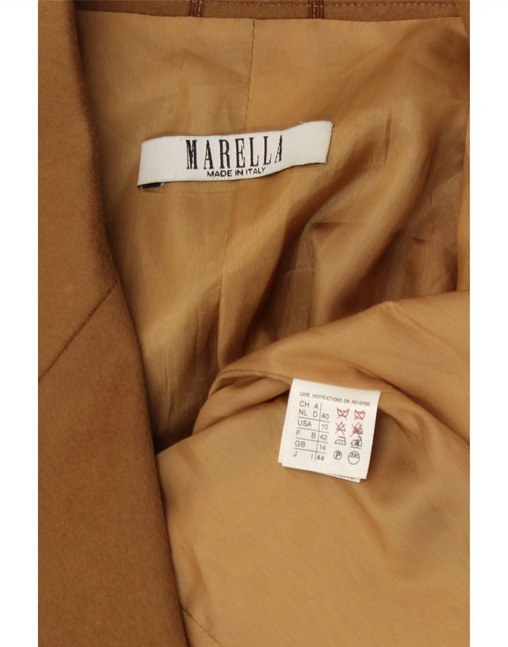 Marella Chaqueta Blazer de 2 Botones para Mujer UK 44 Grande Lana Marrón