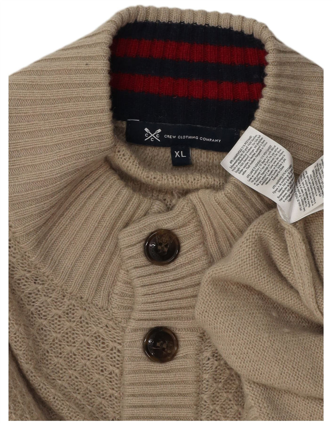 Crew Clothing - Jersey con cuello y botones para hombre, talla XL, lana de cordero gris