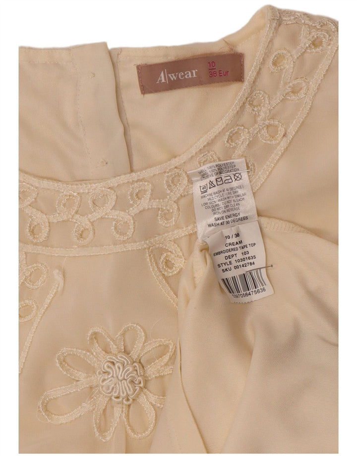 Awear Blusa de Manga Larga para Mujer Top UK 10 Small Off White Poliéster