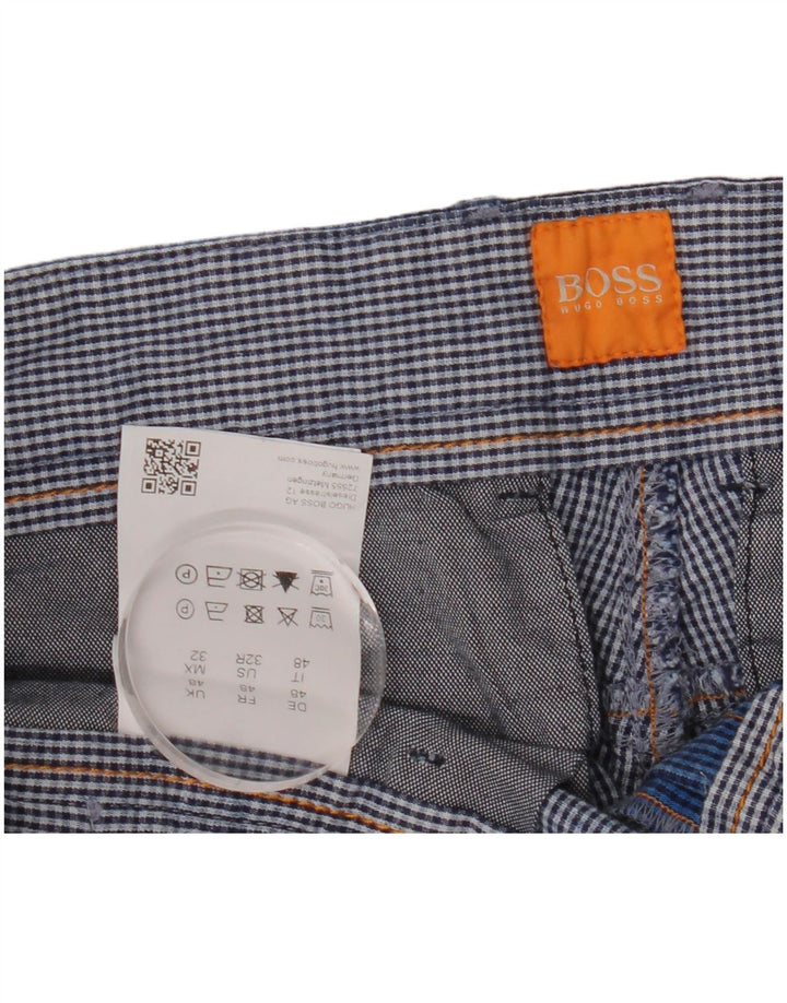 Hugo Boss Pantalones cortos cargo para hombre EU 48 Medium W34 Algodón a cuadros azul