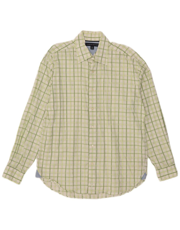 Tommy Hilfiger Camisa para hombre Talla 15 1/2 16 Algodón a cuadros verde medio