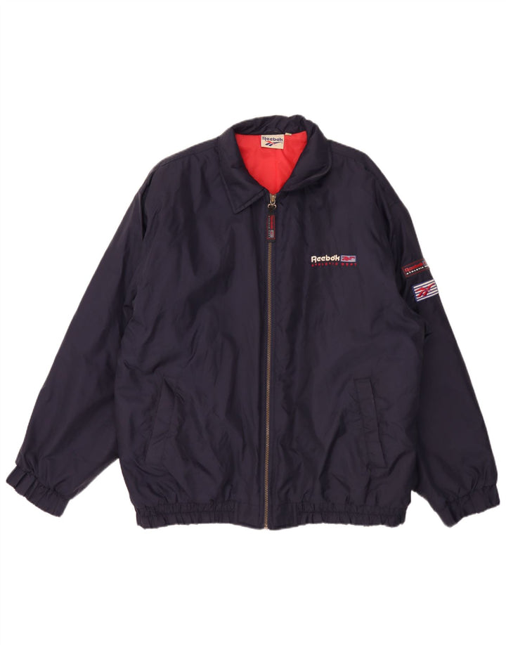 Reebok Chaqueta bomber gráfica para hombre UK 42 XL Nylon azul marino