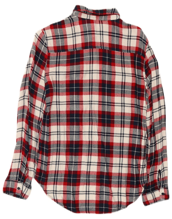 Zara Camisa De Franela Larga Y Holgada para Mujer UK 40 Small Red Plaid