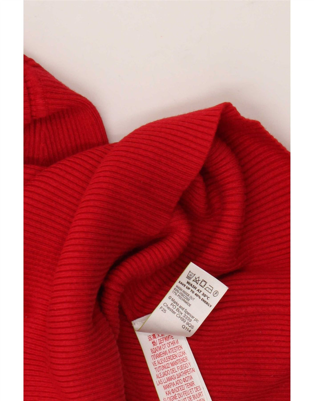 Marks & Spencer Suéter tipo jersey con cuello vuelto para mujer UK 44 Viscosa roja mediana