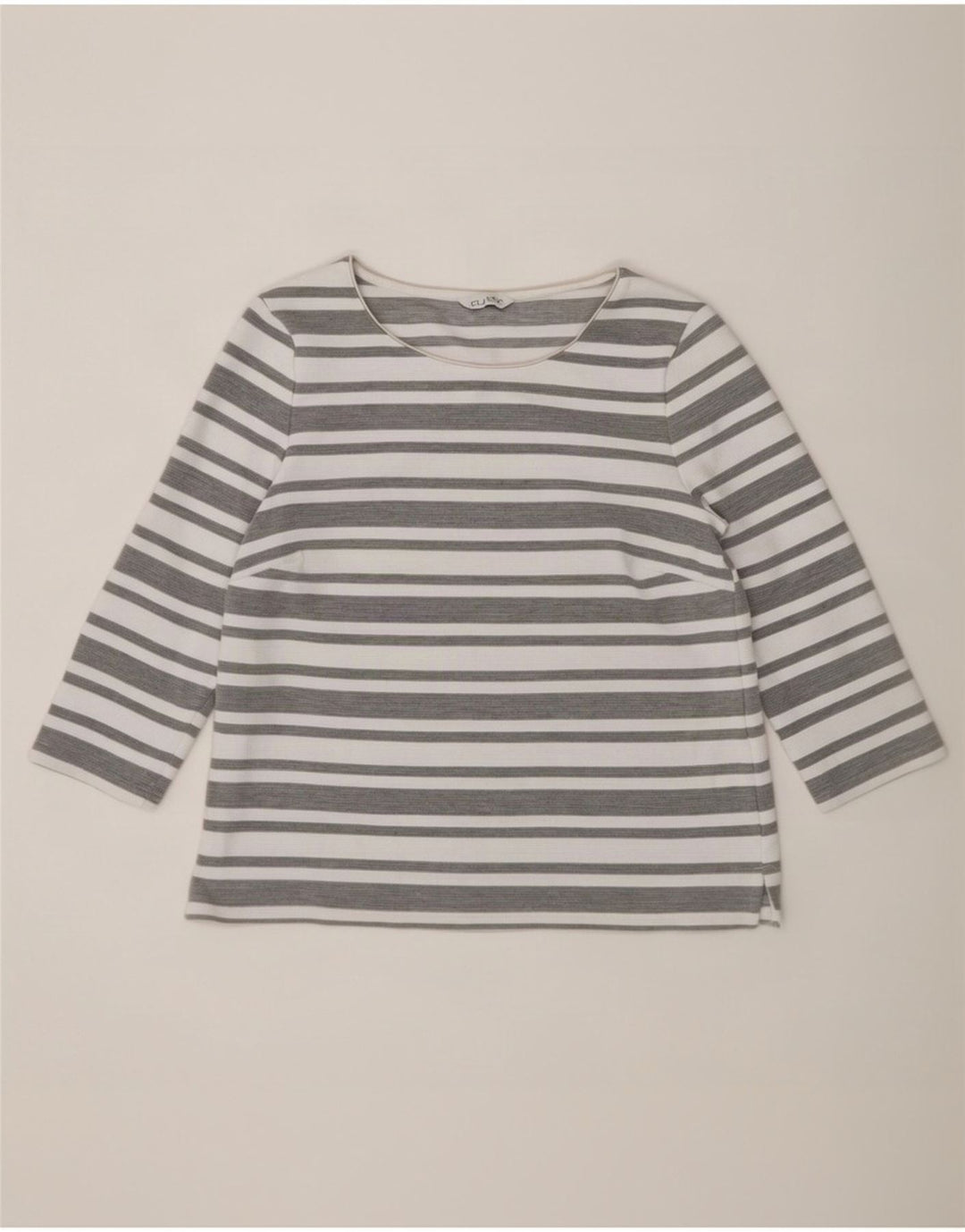 Marks & Spencer Top para mujer manga 3/4 UK 42 Poliéster a rayas gris medio