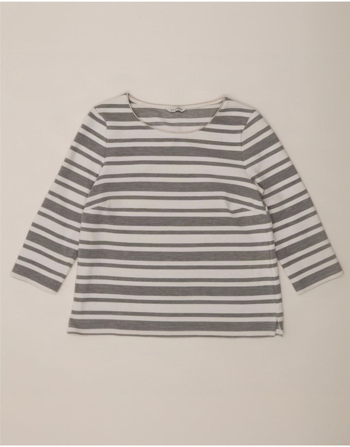 Marks & Spencer Top para mujer manga 3/4 UK 42 Poliéster a rayas gris medio