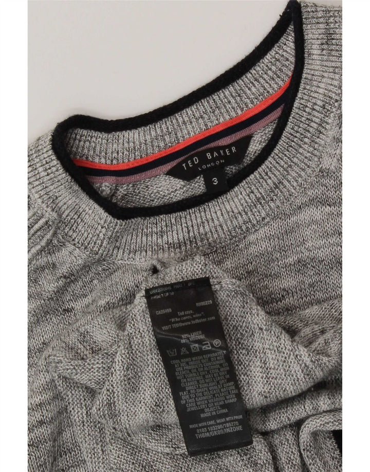 Ted Baker - Jersey de cuello redondo para hombre, talla 3, lino moteado, color gris medio