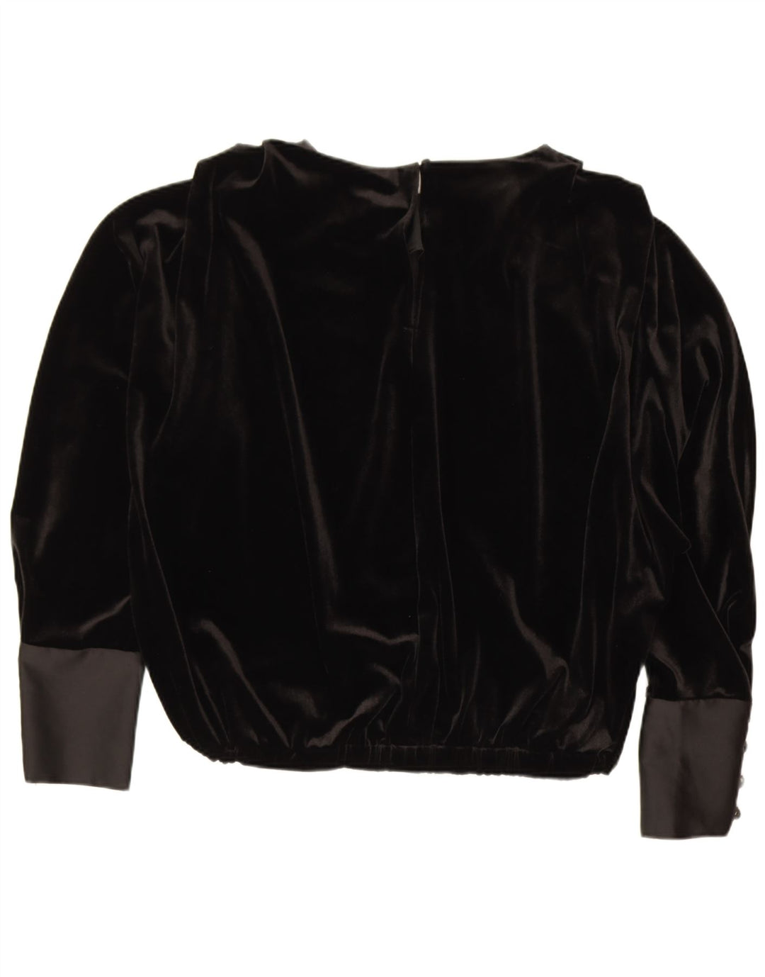 Zara Blusa De Terciopelo De Manga Larga Extragrande para Mujer UK 44 Medium Black