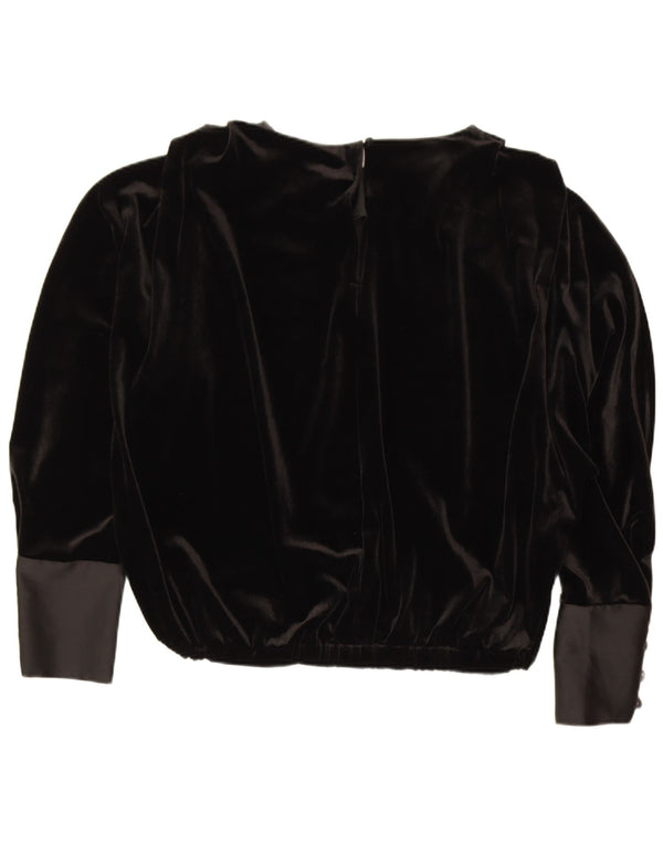 Zara Blusa De Terciopelo De Manga Larga Extragrande para Mujer UK 44 Medium Black