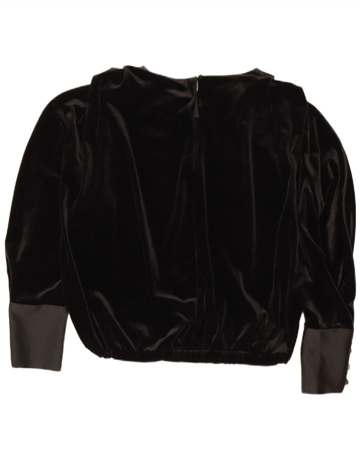Zara Blusa De Terciopelo De Manga Larga Extragrande para Mujer UK 44 Medium Black