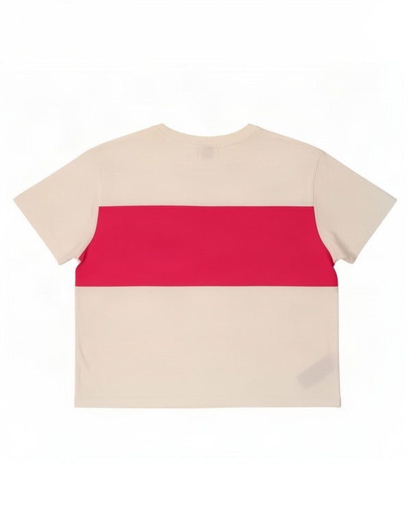 Fila Camiseta corta con gráfico para mujer UK 40 Grande Algodón blanco con bloques de color