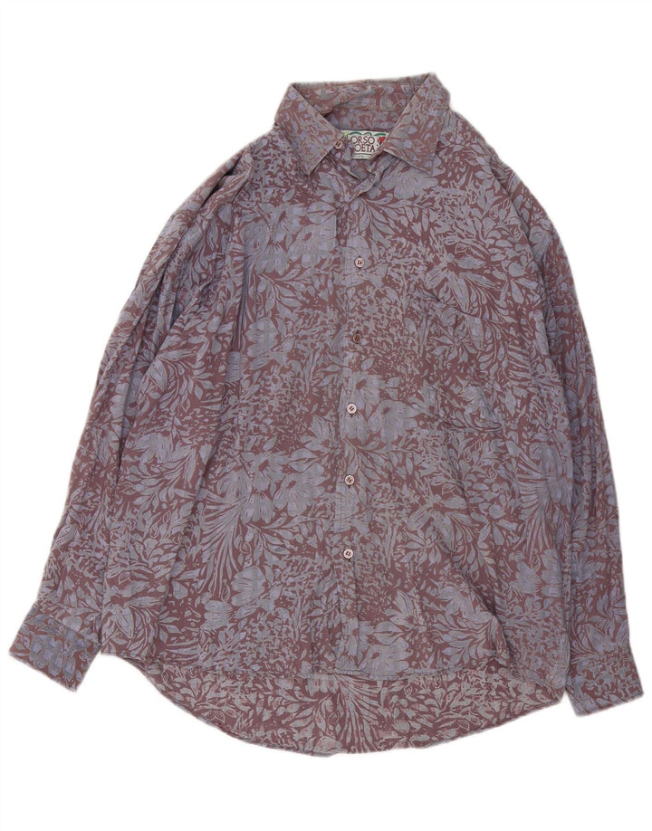 Orso Poeta Camisa Hombre Grande Viscosa Gris Floral