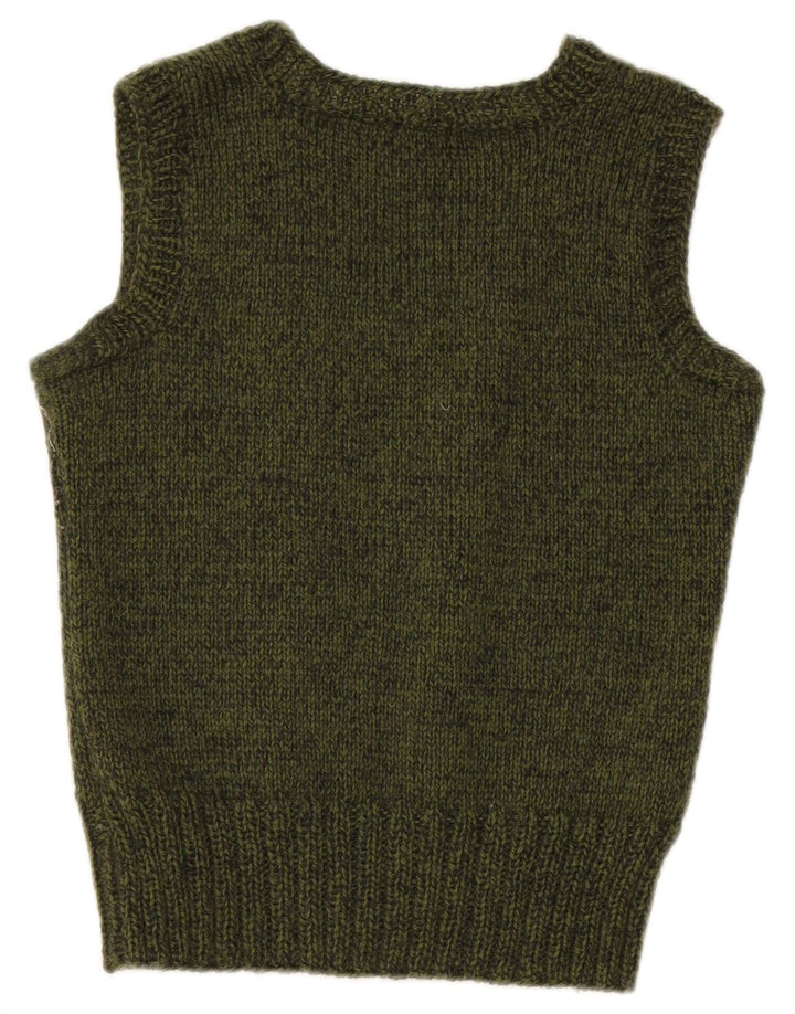 VINTAGE Mujer Crop Vest Tank Top Reino Unido 10 Pequeño Caqui