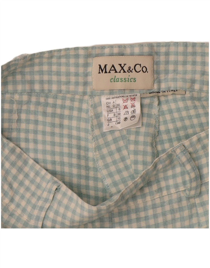 Max & Co. Pantalones cortos casuales clásicos para mujer UK 10 Small W27 Green Gingham