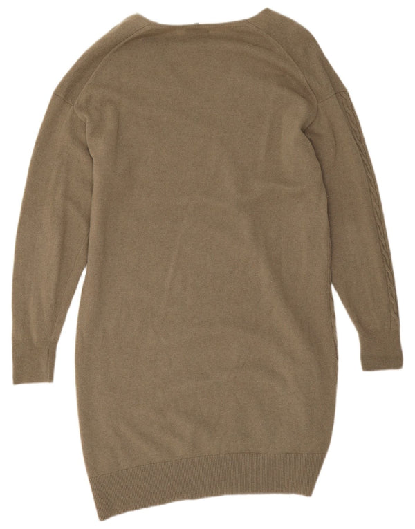 Massimo Dutti Vestido Jersey de Manga Larga para Mujer UK 44 Lana Caqui Mediana