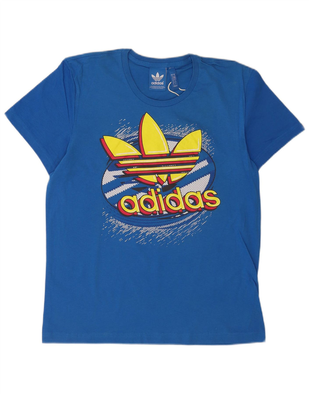 Adidas Hombre Camiseta Gráfica Top Algodón Azul Medio