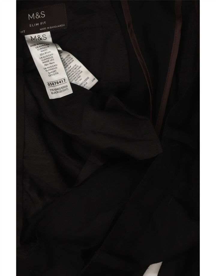 MARKS & SPENCER Pantalón chino slim fit para hombre W32 L28 Poliéster negro