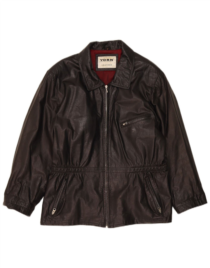 Chaqueta de cuero extragrande para mujer Yorn EU 40 Cuero negro mediano