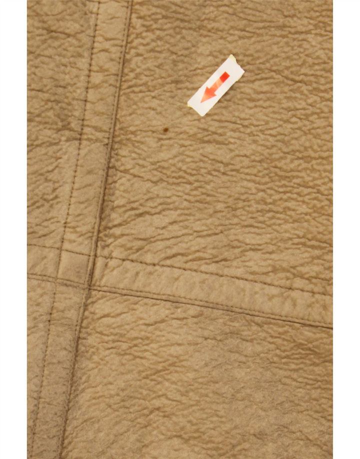 VINTAGE Abrigo de cuero de doble pecho para mujer Reino Unido 6 XS Bloque de color marrón