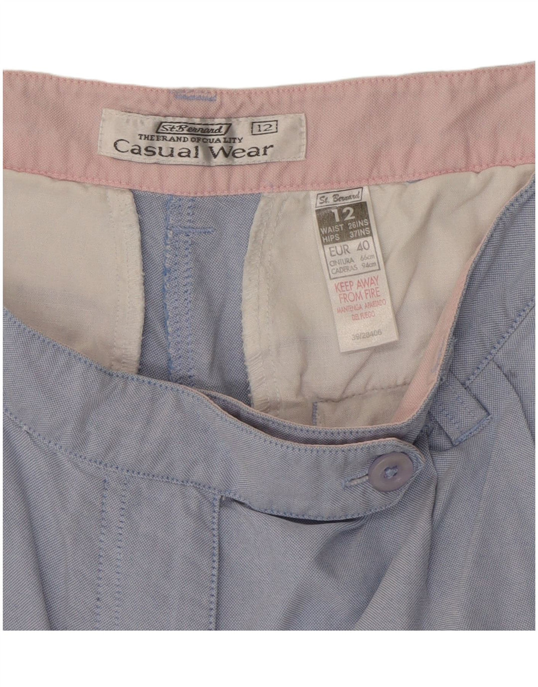 St. Bernard Pantalones cortos chinos para mujer UK 12 Medium W28 Algodón azul