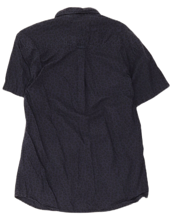 Jack & Jones Hombre Camisa Manga Corta Large Azul Marino Animal Print Algodón