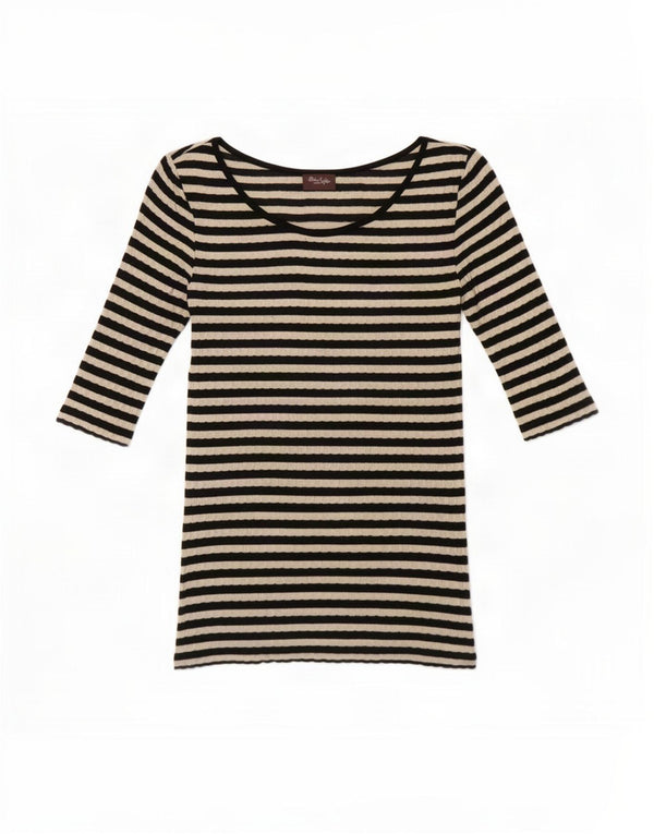Phase Eight Top para mujer manga 3/4 UK 10 Small Viscosa a rayas negras