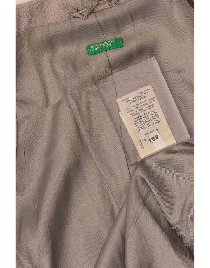 Chaqueta Blazer De 2 Botones Benetton IT 48 XL Lana Gris