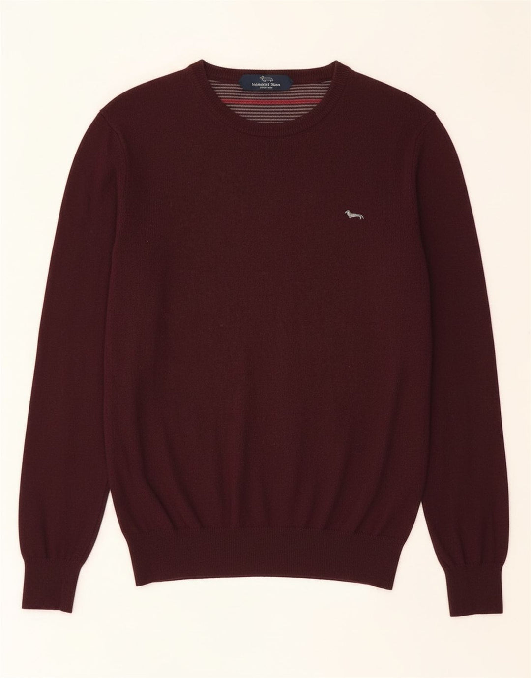 Harmont & Blaine Jersey con cuello barco para hombre, talla pequeña, lana granate